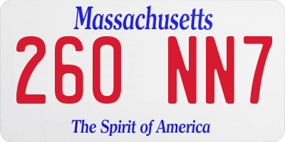 MA license plate 260NN7