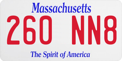 MA license plate 260NN8