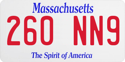 MA license plate 260NN9