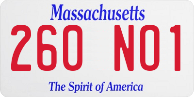 MA license plate 260NO1