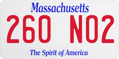 MA license plate 260NO2