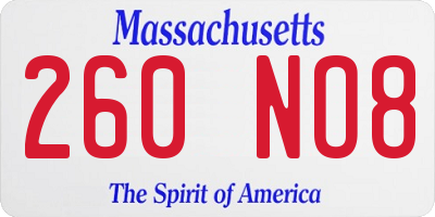MA license plate 260NO8