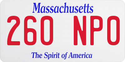 MA license plate 260NP0