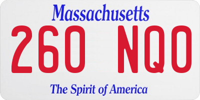 MA license plate 260NQ0