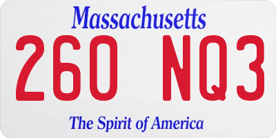 MA license plate 260NQ3