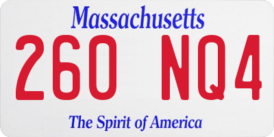 MA license plate 260NQ4