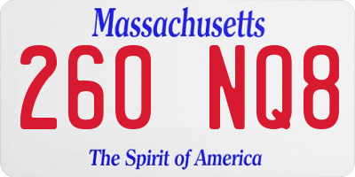 MA license plate 260NQ8