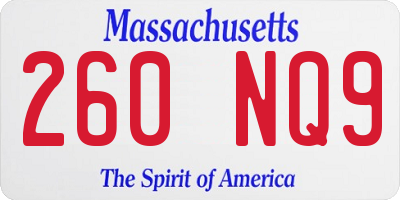 MA license plate 260NQ9