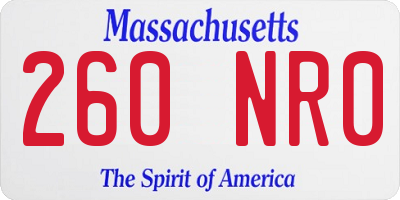 MA license plate 260NR0