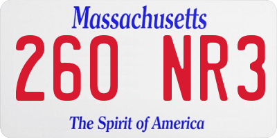 MA license plate 260NR3