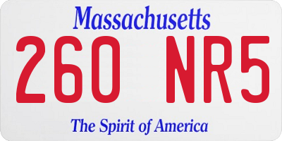 MA license plate 260NR5