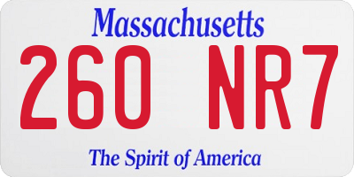 MA license plate 260NR7