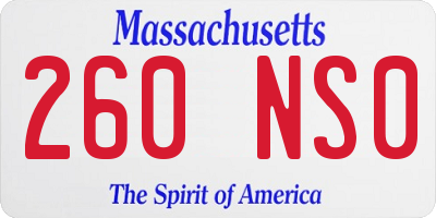 MA license plate 260NS0