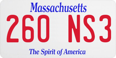MA license plate 260NS3