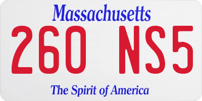 MA license plate 260NS5