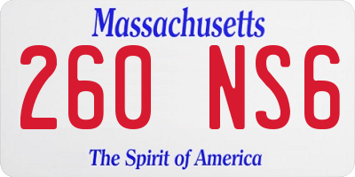 MA license plate 260NS6
