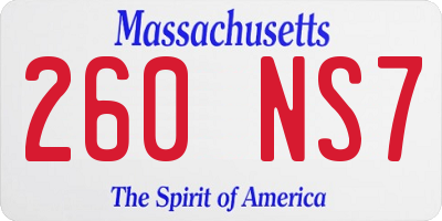 MA license plate 260NS7