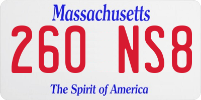 MA license plate 260NS8
