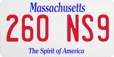 MA license plate 260NS9