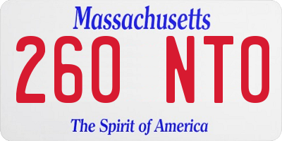 MA license plate 260NT0