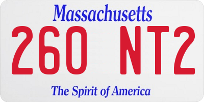 MA license plate 260NT2