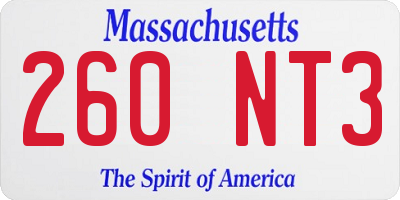 MA license plate 260NT3