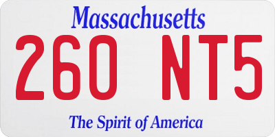 MA license plate 260NT5