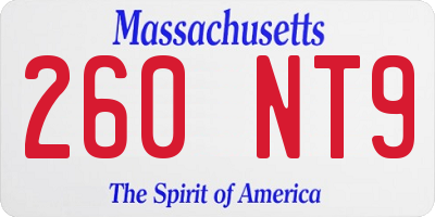 MA license plate 260NT9