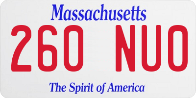 MA license plate 260NU0
