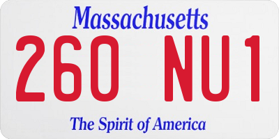MA license plate 260NU1