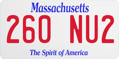 MA license plate 260NU2