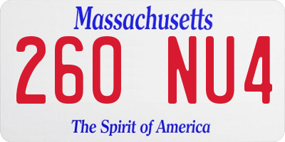 MA license plate 260NU4