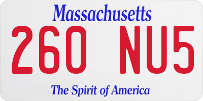 MA license plate 260NU5