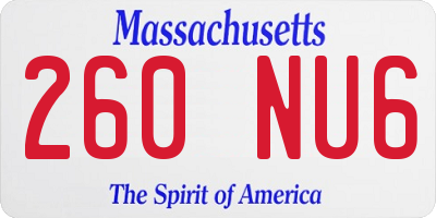 MA license plate 260NU6