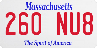 MA license plate 260NU8