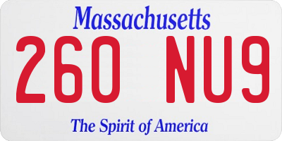 MA license plate 260NU9