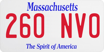 MA license plate 260NV0