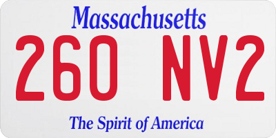 MA license plate 260NV2
