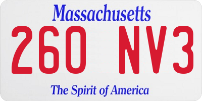 MA license plate 260NV3
