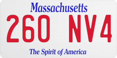 MA license plate 260NV4