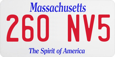 MA license plate 260NV5