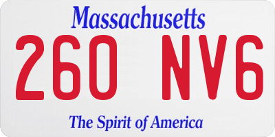MA license plate 260NV6