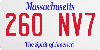 MA license plate 260NV7