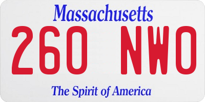 MA license plate 260NW0