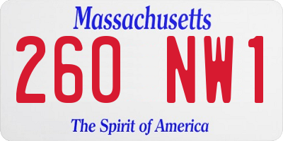 MA license plate 260NW1
