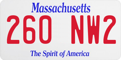 MA license plate 260NW2