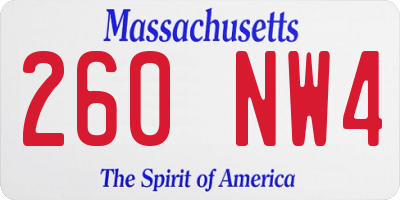 MA license plate 260NW4
