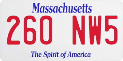 MA license plate 260NW5