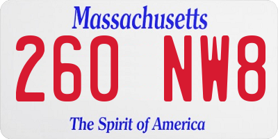 MA license plate 260NW8