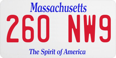 MA license plate 260NW9